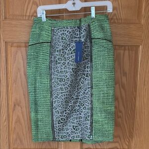 NWT Rebecca Minkoff Green Pencil Skirt Knee-Length 8 Functional Zippers